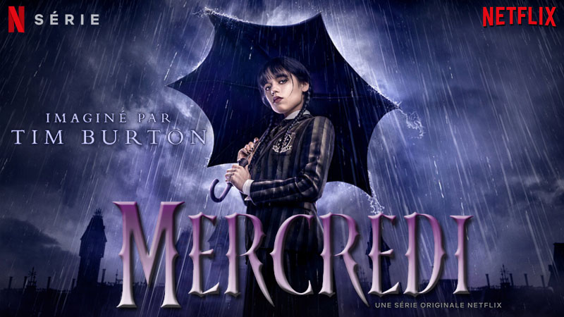 Carte postale avec l'œuvre « Mercredi Addams Netflix » de l